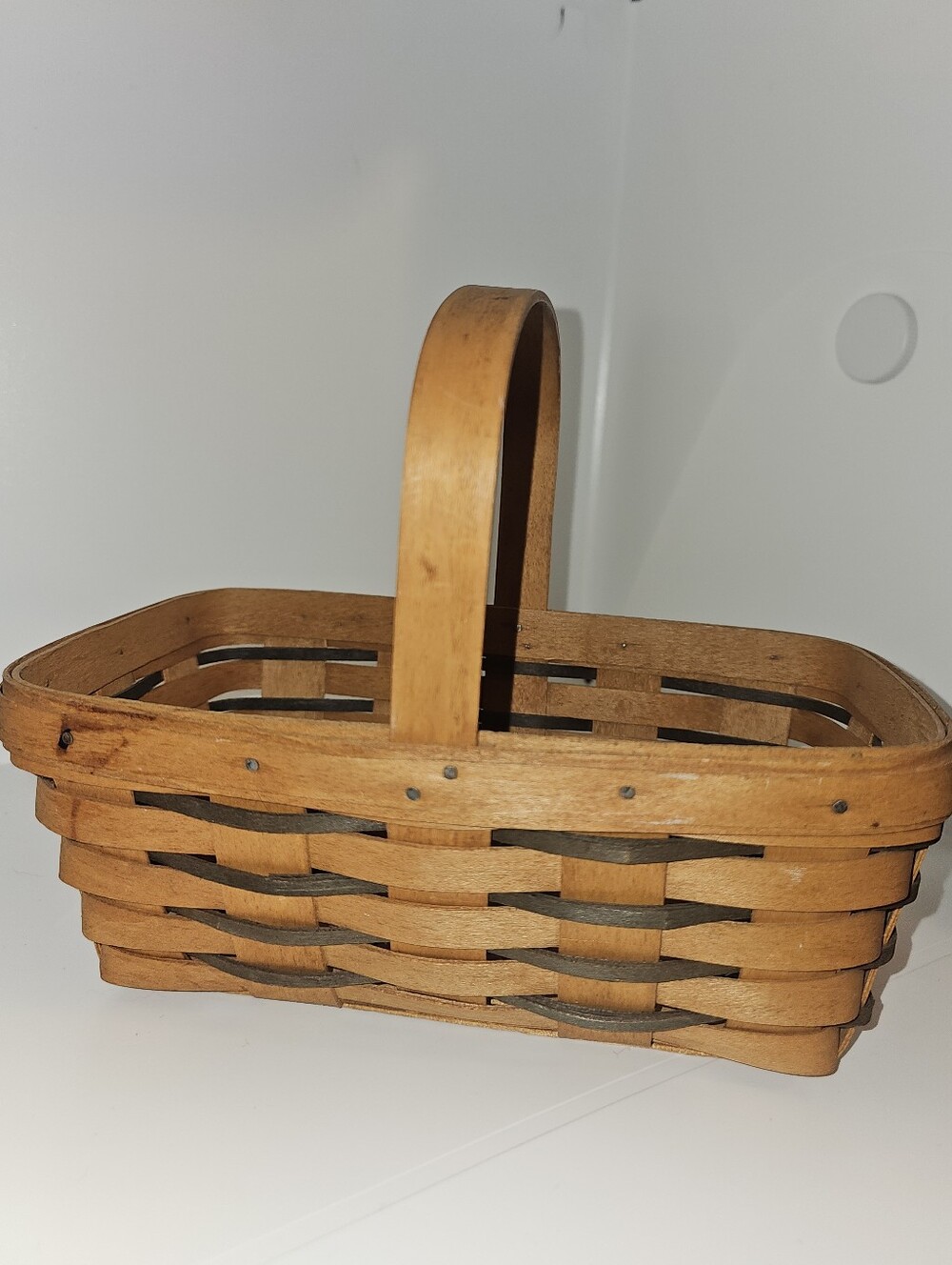 Longaberger Wood Basket With Wood Handle - EUC